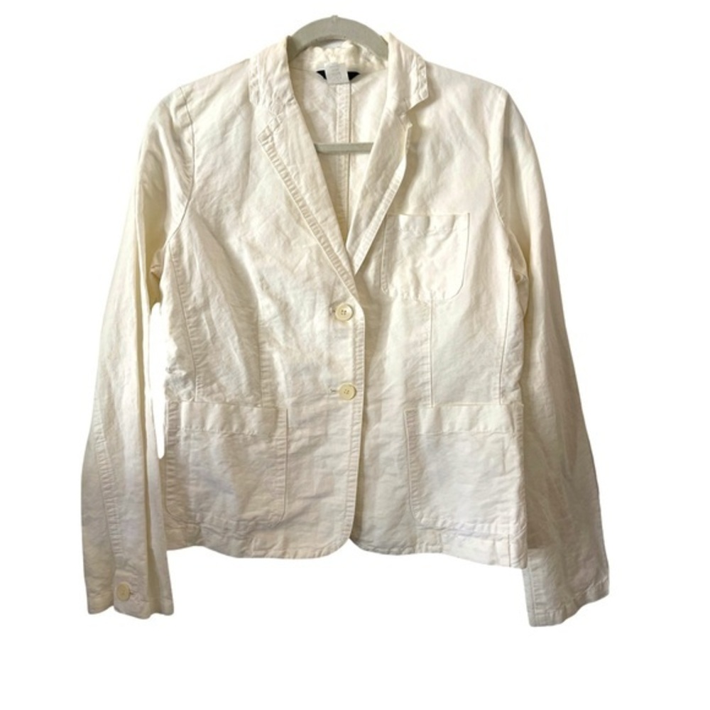 J Crew Linen Cotton blend lightweight blazer white size 8. EUC